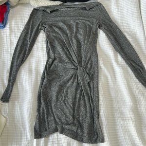 Topshop grey long sleeve bunched dress